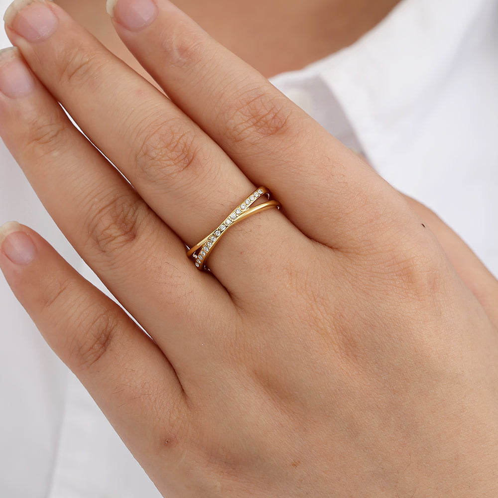 X Ring With Diamond Edelstahl Ring