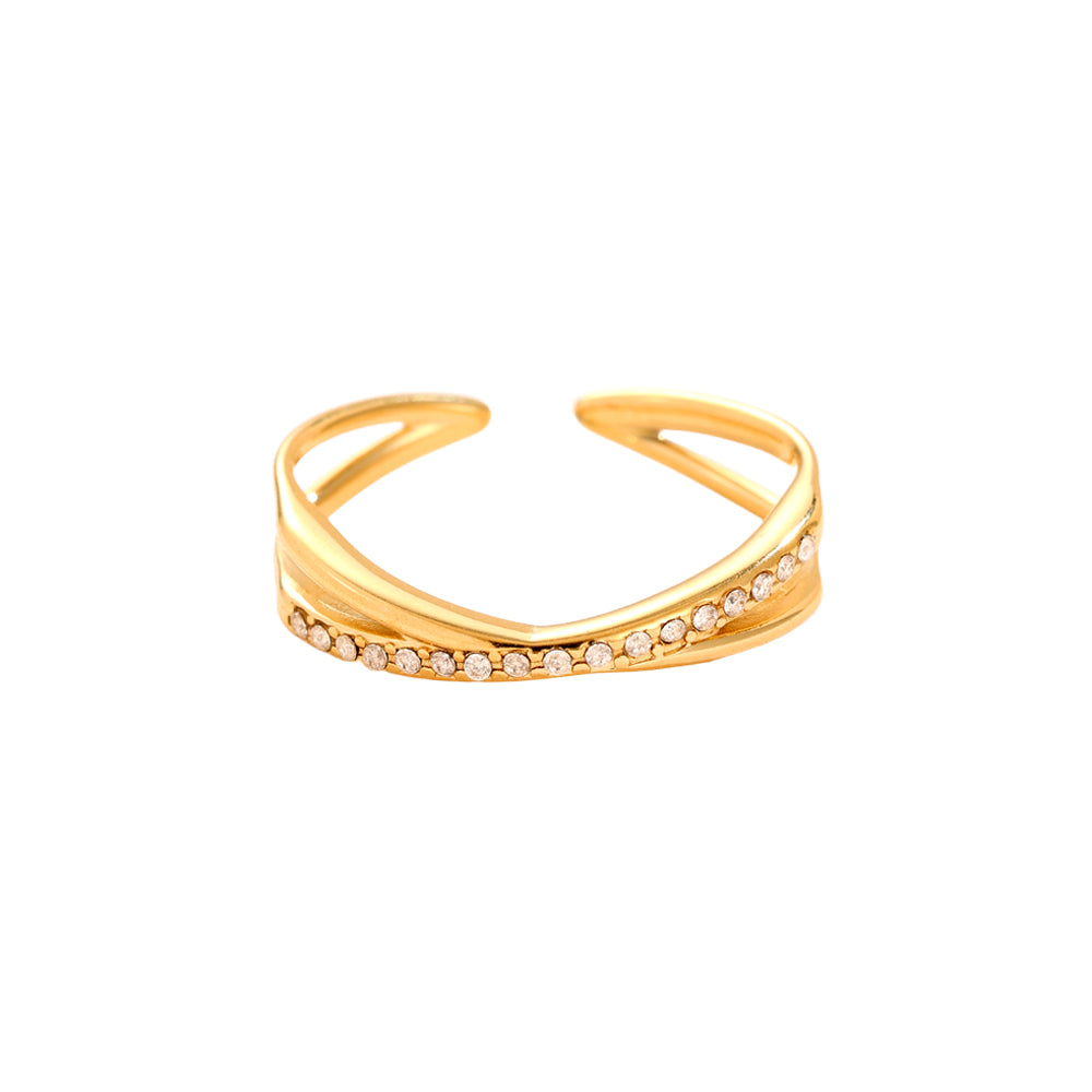 X Ring With Diamond Edelstahl Ring
