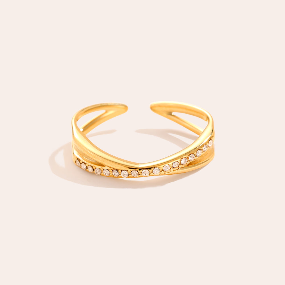 X Ring With Diamond Edelstahl Ring