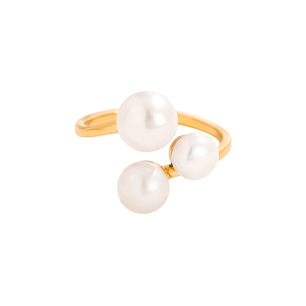 Three Great Pearl Edelstahl Ring