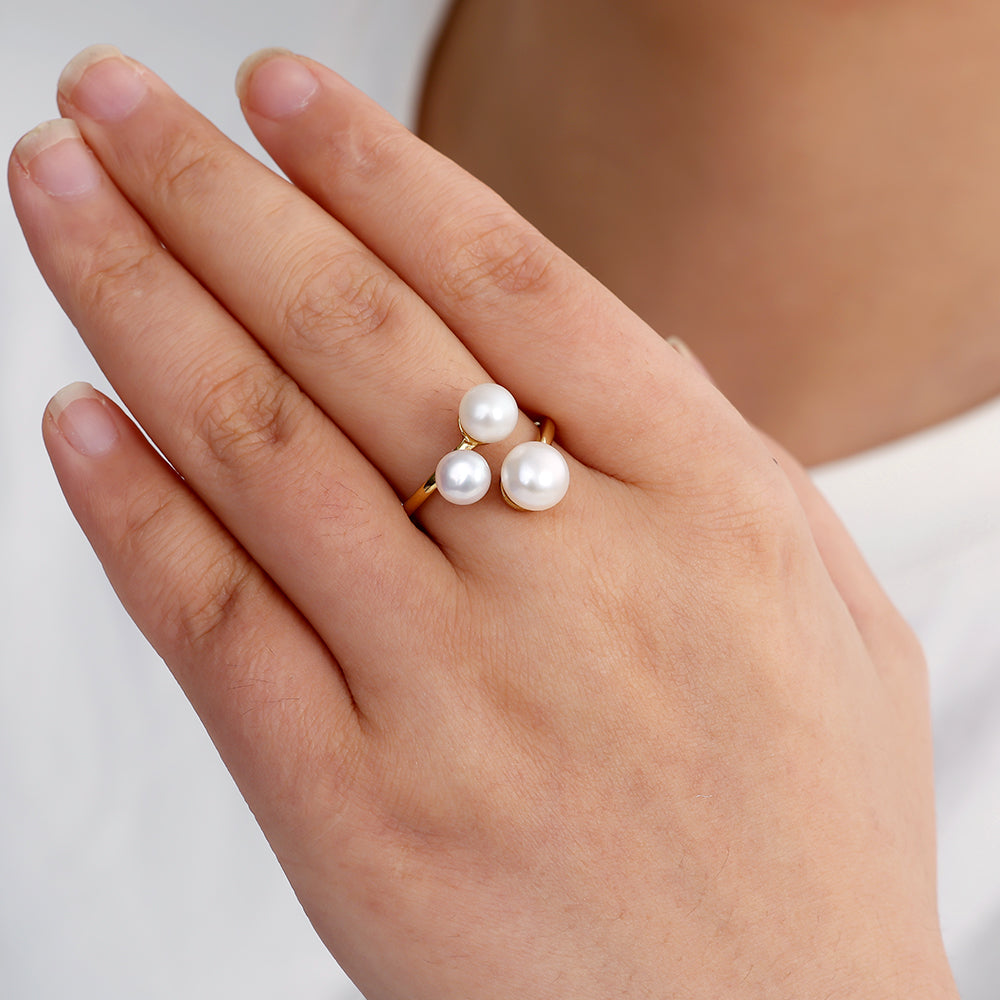 Three Great Pearl Edelstahl Ring
