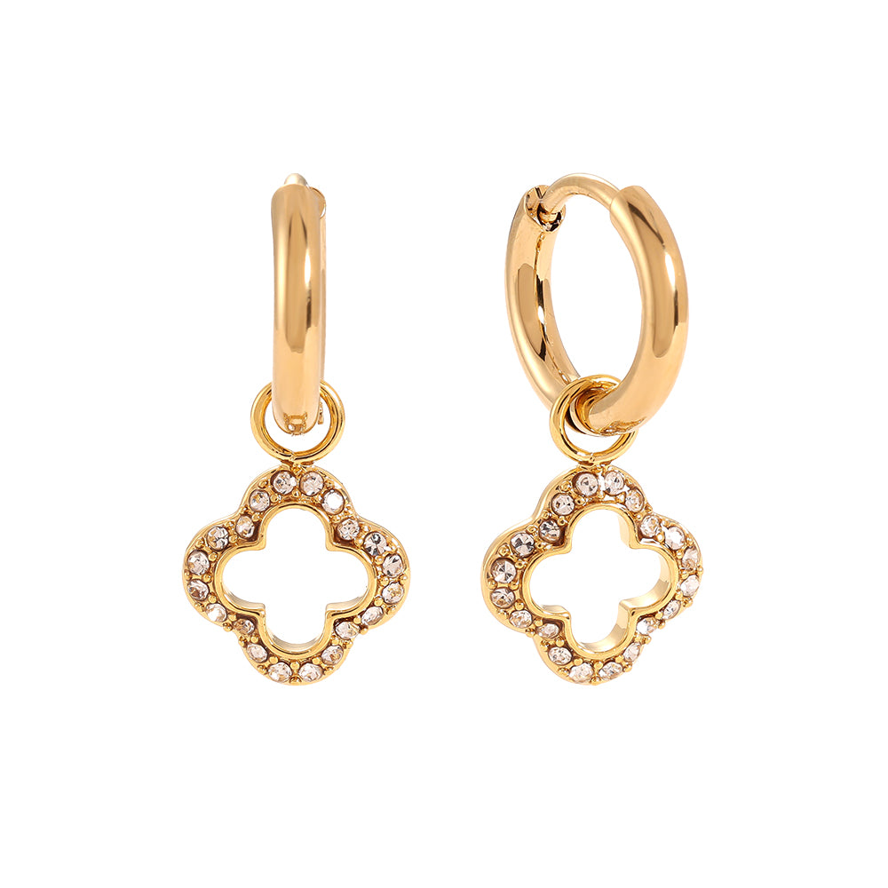 Diamond Hollow Clover Edelstahl Ohrringe