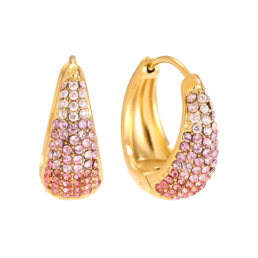 Colors Diamond Drop Hoop Edelstahl Ohrringe