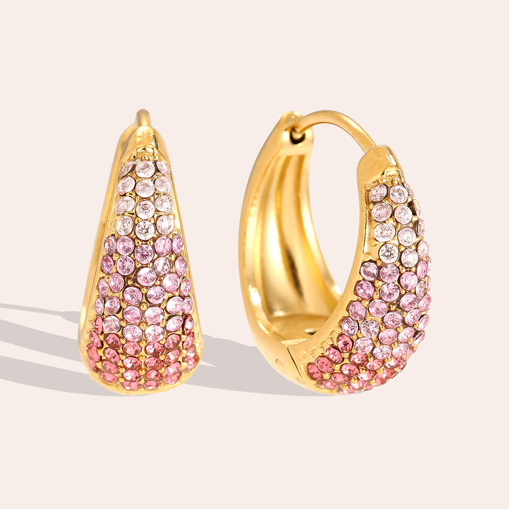 Colors Diamond Drop Hoop Edelstahl Ohrringe
