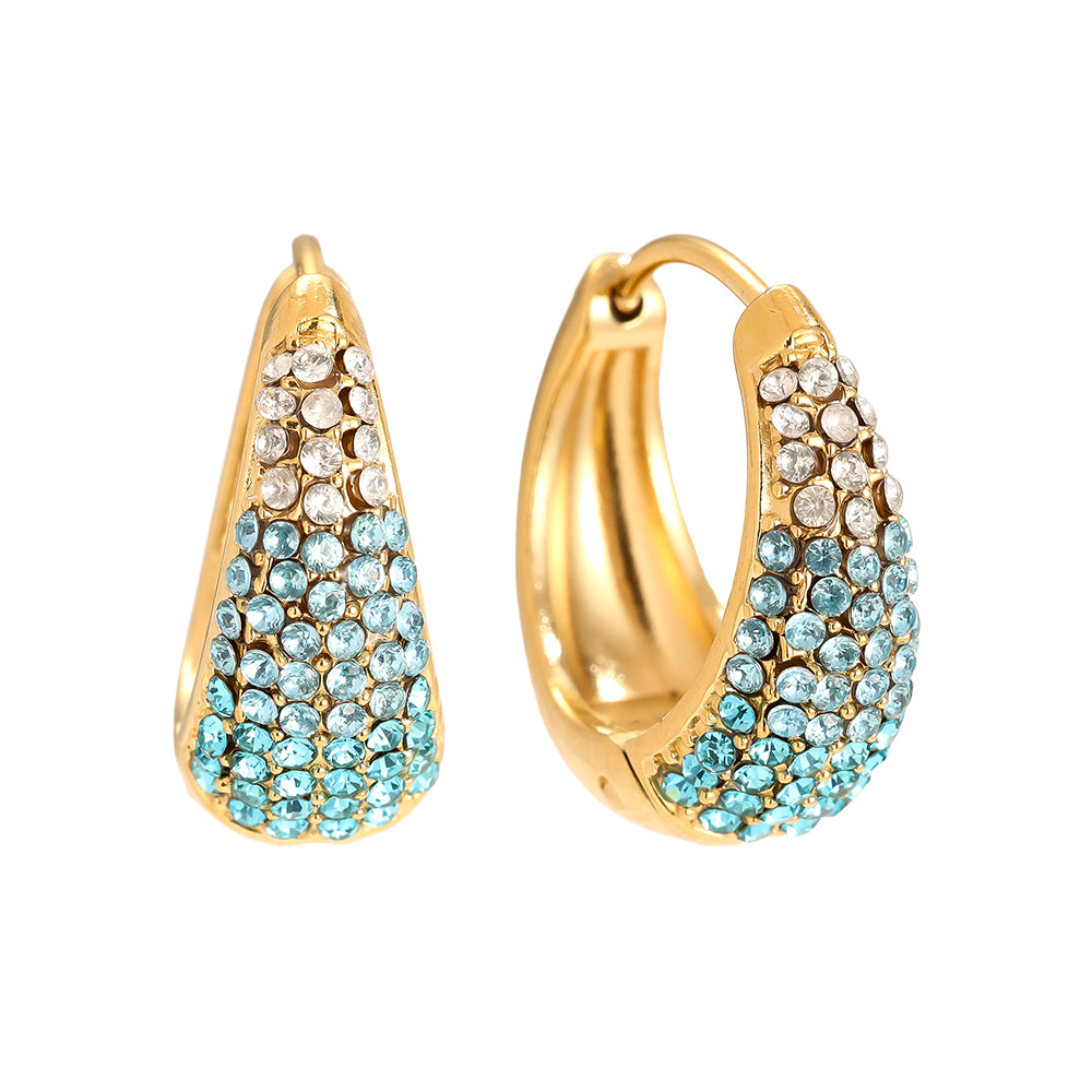 Colors Diamond Drop Hoop Edelstahl Ohrringe