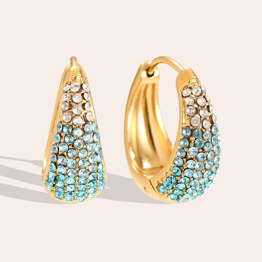 Colors Diamond Drop Hoop Edelstahl Ohrringe