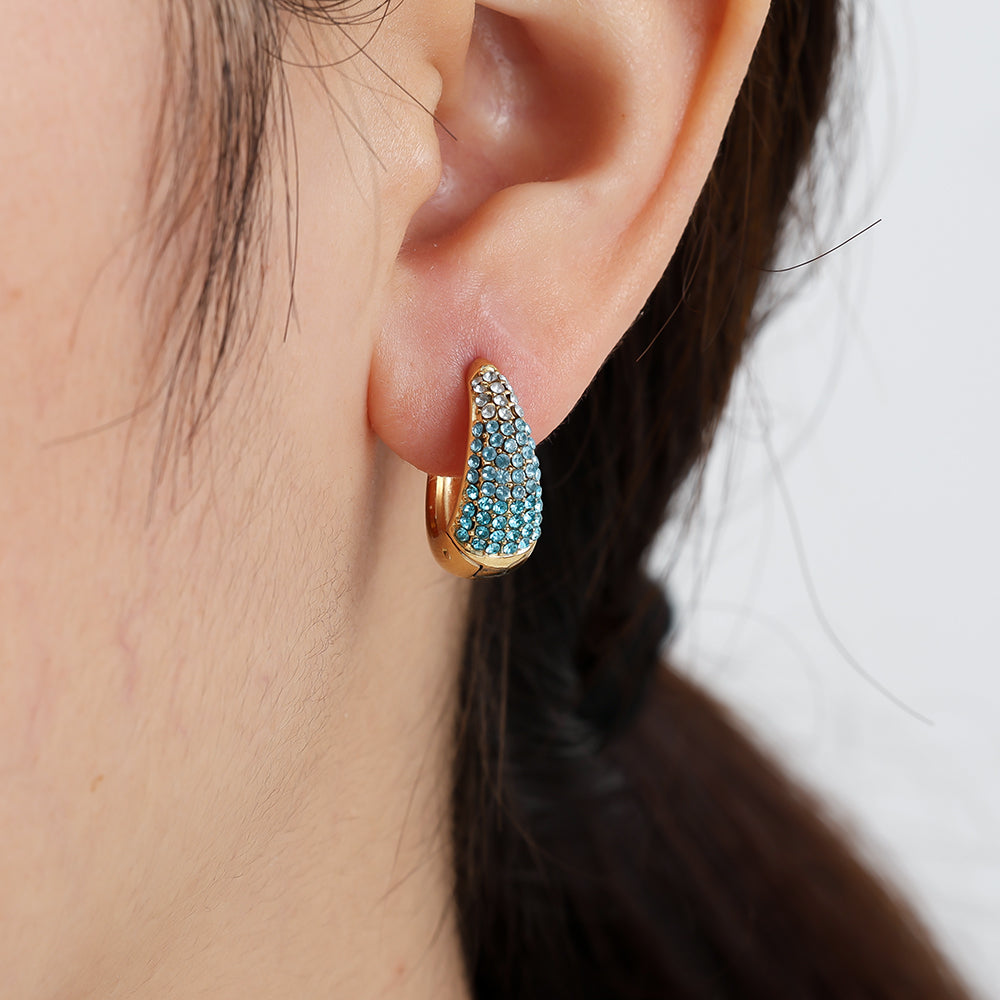 Colors Diamond Drop Hoop Edelstahl Ohrringe