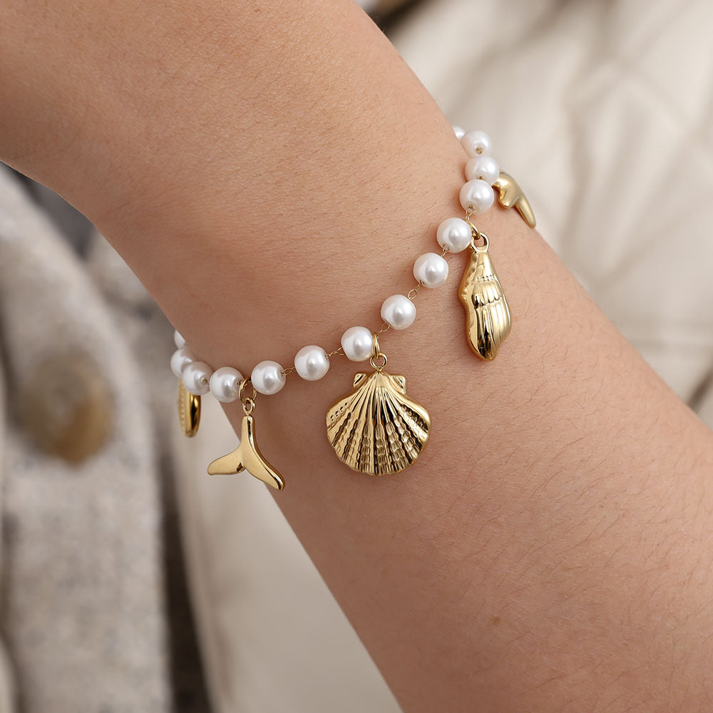 Ocean And Pearl Chain Edelstahl Armkette
