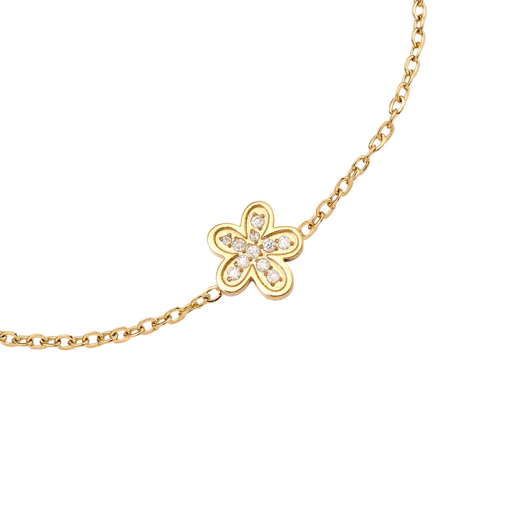 Sweet Diamond Flower Edelstahl Armkette