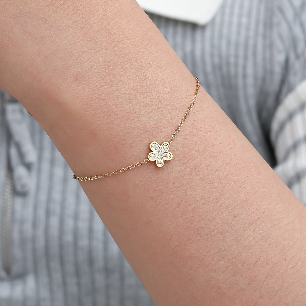 Sweet Diamond Flower Edelstahl Armkette