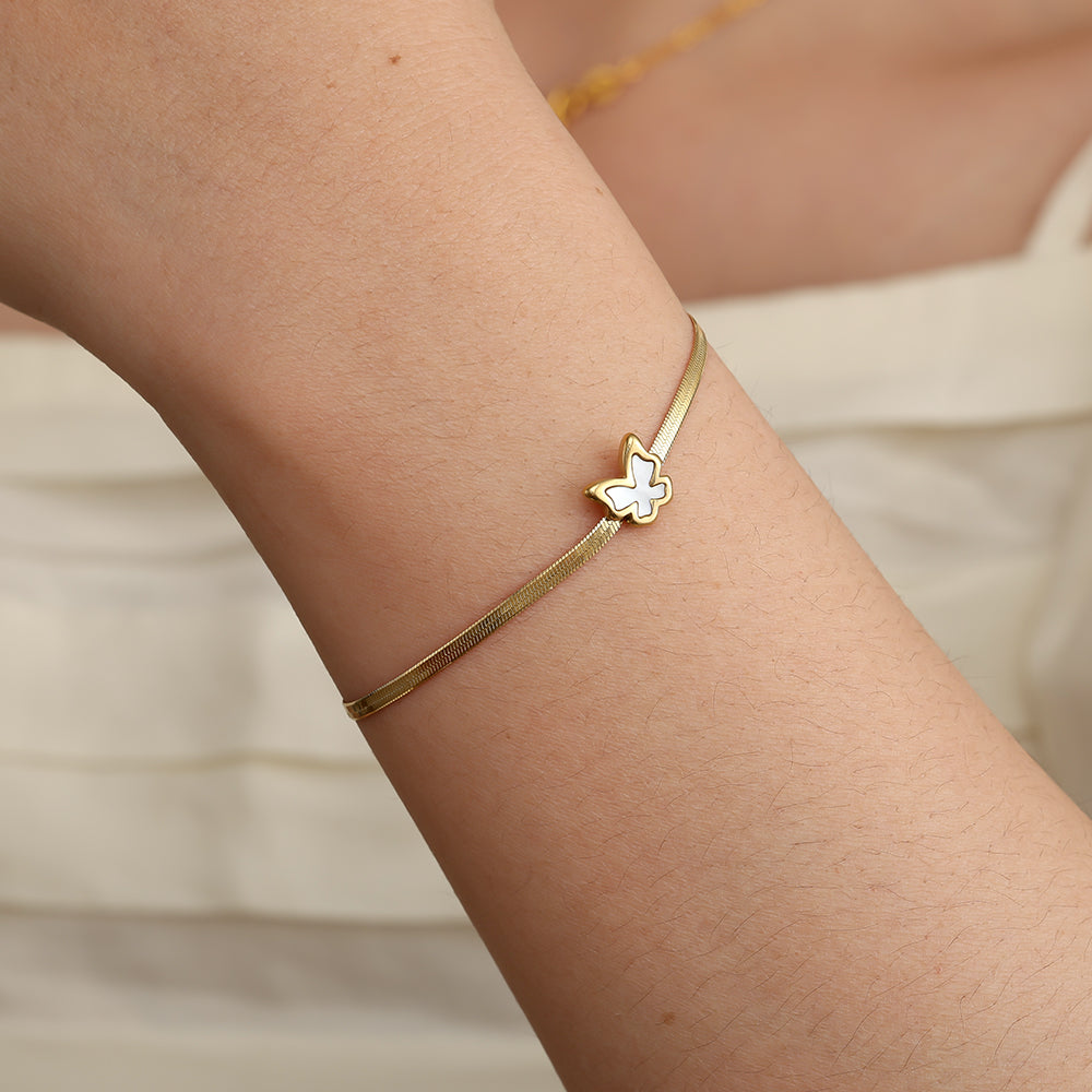 Shell Butterfly Edelstahl Armband