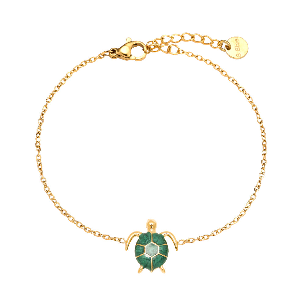 Green Turtle Edelstahl Armband