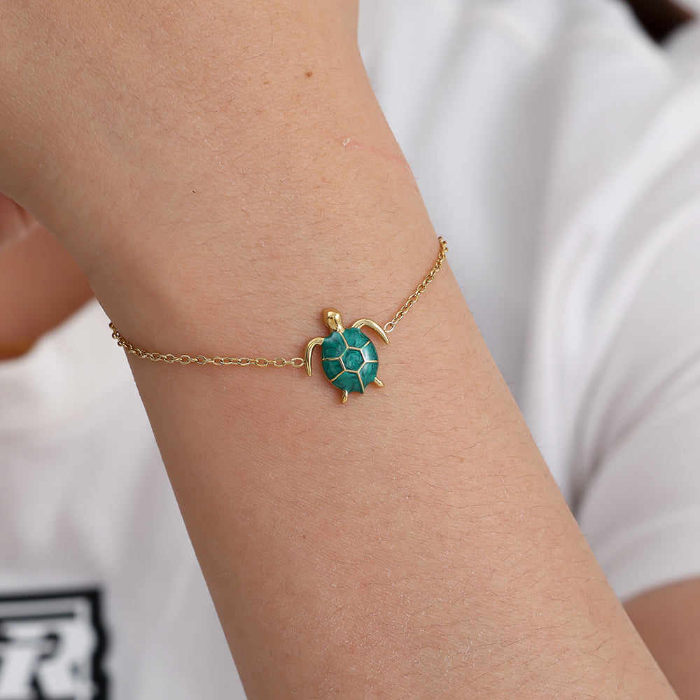 Green Turtle Edelstahl Armband