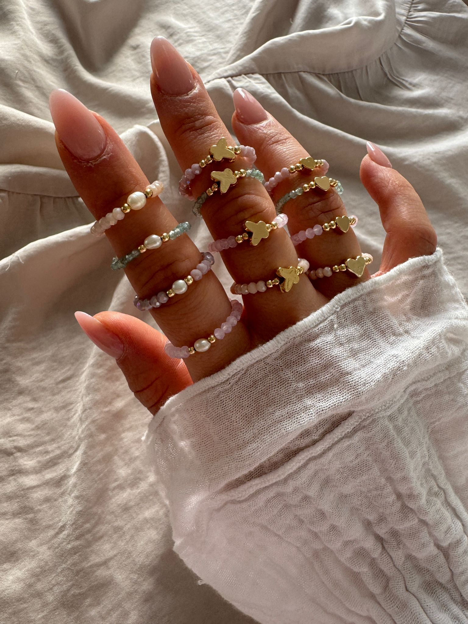 Kristall Charm Ringe