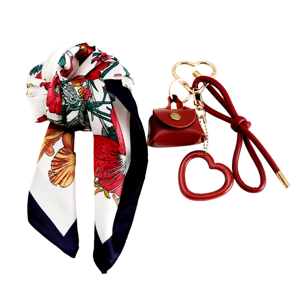 Red Heart Flower And Silk Bagchain Set
